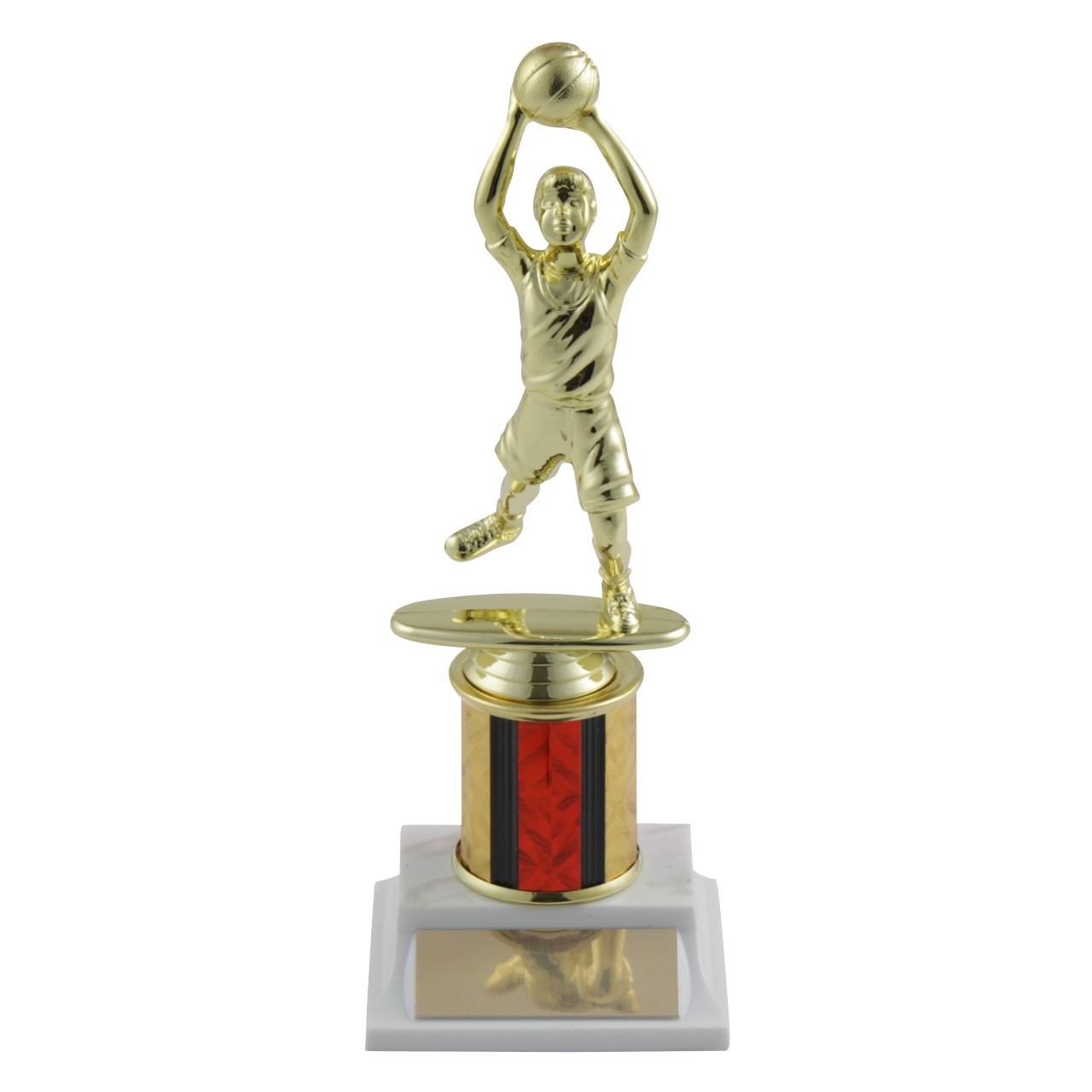 basketball award trophy  blue column ball insert award white base 