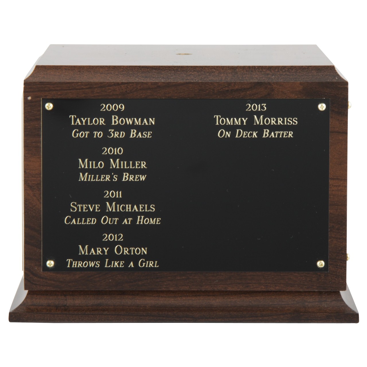 Wood Award Trophy Base Display 10"x 10"x 4.75" Cherry Color Stain 