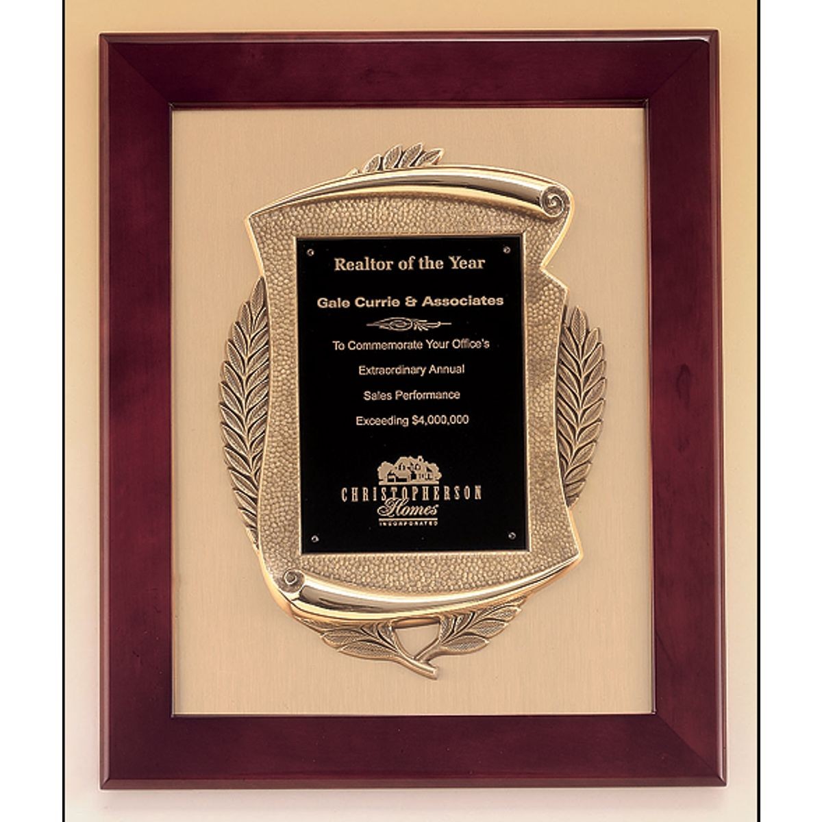lamp of knowledge trophy plaque teal board gold border 7 x 9 