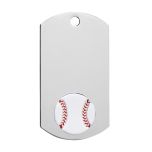 Platinum Colored Baseball Dog Tag