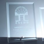 Clear Jade Tinted Rectangle Glass Plaque