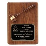 Gavel Accent Shiny Walnut Plaque