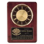 Mahogany Plaque with Golden Analog Clock
