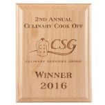 Laser Engraved Red Alder Plaque for Cooking Competition
