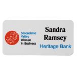 White Rectangle Name Badge - size 1.5" x 3"