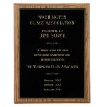 Economy Oak Plaque - FREE gold engraving on black brass plate