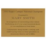 Gold brass plate with darkened letters