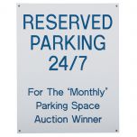 Engraved Plastic Sign - Medium Text, White with blue letters, holes on 4 corners 
