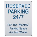 Engraved Plastic Sign - Medium Text, White with blue letters, holes on 4 corners