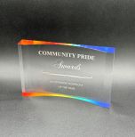 Rainbow Edged and Clear Curved Acrylic Award