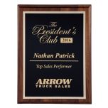 Walnut Plaques, black plate with gold letters