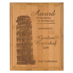 Bamboo plaque with direct laser engraving