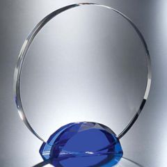 Faceted Blue Base Circle Crystal Awards