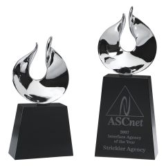 Modern Silver Flame Black Crystal Award