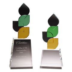 Amber and Green Leaves Crystal Award