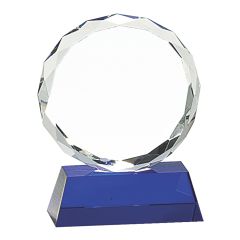 Blue Base Faceted Circle Crystal Awards