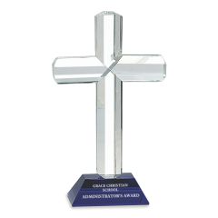 Blue Base Clear Cross Crystal Awards
