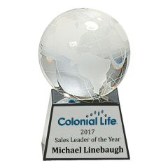 Black Base Clear Crystal Globe Trophy