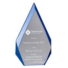 Blue Edge Arrowhead Clear Acrylic Award