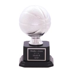 Personalized Silver Basketball Trophies