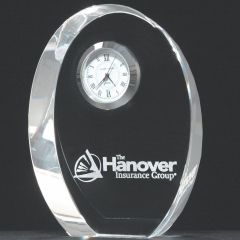 Oval Optical Crystal Deck Clock Award