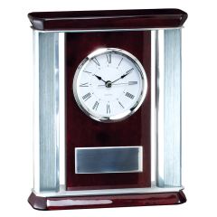 Silver Accented Rosewood Desk Clock