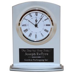 Silver Glass Personalized Alarm Desk Clock