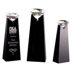 Diamond Solitaire Black Crystal Trophy