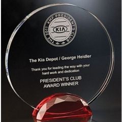 Faceted Red Base Circle Crystal Trophies