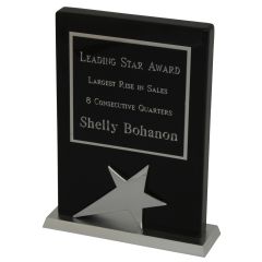 Standing Silver Star Black Plaques - with engraving