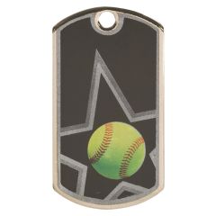 Black Softball Dog Tag