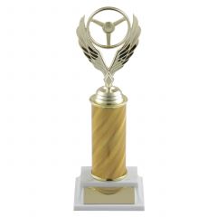 Engraved Winged Wheel Trophy with Color Choice