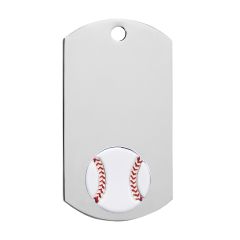 Platinum Colored Baseball Dog Tag