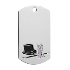 Platinum Colored Dancer Dog Tag