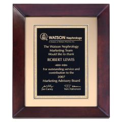 Cherry Framed Black and Gold Brass Plaque