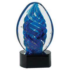 Teal Blue Spiral Glass Art Award
