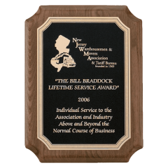 Intricate Gold Border Walnut Plaque