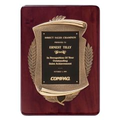 Bronze Laurel Wreath and Scroll Plaque
