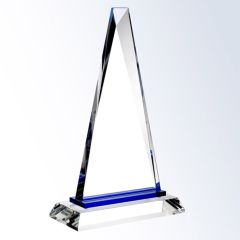 Triangle Cobalt Tinted Crystal Trophy