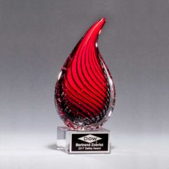 Fire Red Teardrop Art Glass Trophy