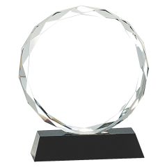 Faceted Edge Circle Crystal Award
