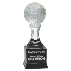 Raised Crystal Golf Ball Trophy