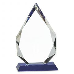 Tapered Faceted Crystal Trophy with Cobalt Base