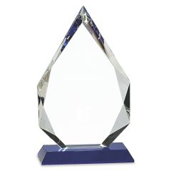 Tapered Faceted Crystal Trophy with Cobalt Base