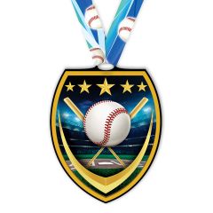 Baseball Action Color Burst Medal
