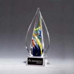 Multi-Color Flame Art Glass Trophy