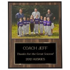 Coaches Plaque with Team Picture - Walnut