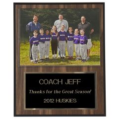 Coaches Plaque with Team Picture - Walnut
