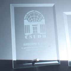 Clear Jade Tinted Rectangle Glass Plaque