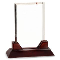 Rosewood Holder Acrylic Vertical Standing Trophy Award